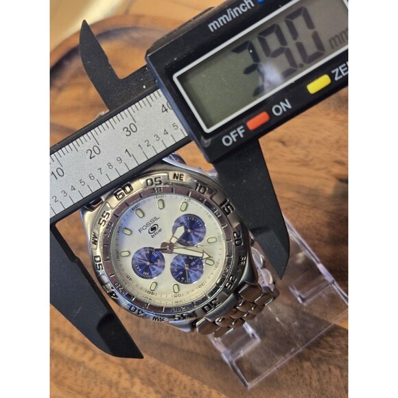 Fossil Blue BQ-9165 Mens 42mm Stainless Watch 100m Silver Dial New Battery 7" - Picture 6 of 10